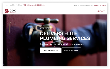 dox plumbing hero section